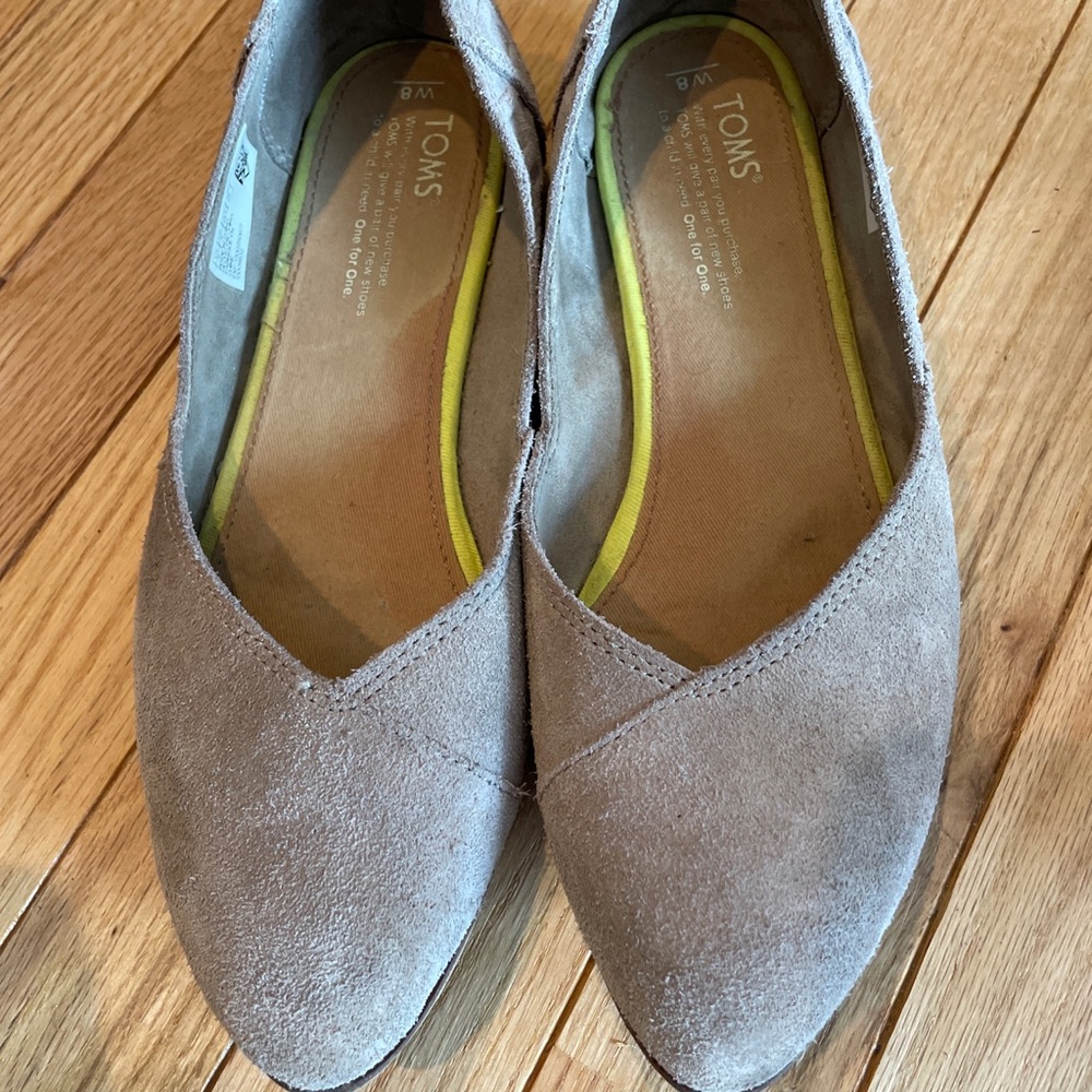 Toms beige jutti flats suede leather size 8